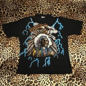 Vintage American Thunder Native American Lightening Graphic Tee